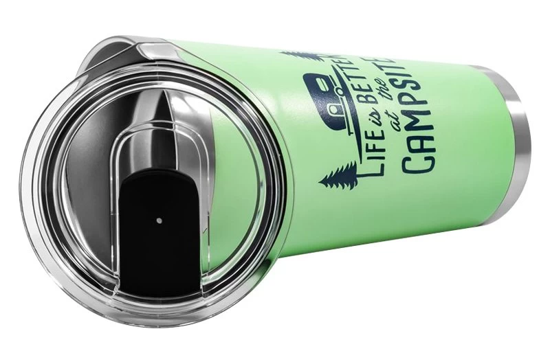 Camco® 53063 - "Life Is Better At The Campsite" 20 Oz. Green Stainless Steel Thermo Tumbler With "Life Is Better At The Campsite" Logo 4 Camco® 53063 - "Life Is Better At The Campsite" 20 Oz. Green Stainless Steel Thermo Tumbler With "Life Is Better At The Campsite" Logo - Image 2