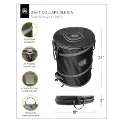 Trailersphere® - 2-In-1 Collapsible Bin Trash Can -Rv Equipment gctb01 14